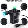 Electric Air Pump; FUNAVO Portable Air Pump With 3 Nozzles; 130 W Quick-fill Electric Pump; HT-196BA; Black