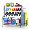 Yoga Mat Holder, Yoga Mat Storage Rack, Home Gym Storage With Hooks and Wheels ,Black