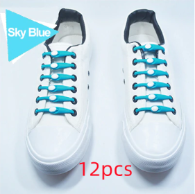 Silicone Elastic Multi-size Horn-shaped Shoelaces (Option: Sky Blue)