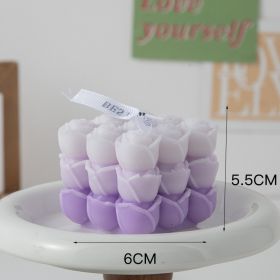 Flower Cube Aromatherapy Candle With Hand Creative Home Decoration Suit Shooting Props Wedding Tie (Option: Gradient Purple Color)