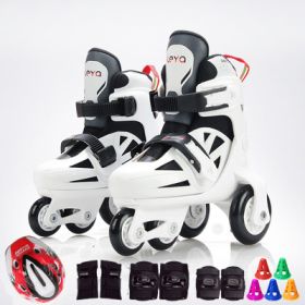 Full Set Of Adjustable Double Row Kids Roller Skates (Option: Red panda-Xs)