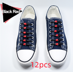 Silicone Elastic Multi-size Horn-shaped Shoelaces (Option: Black red)