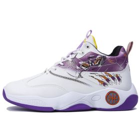 High-top Breathable Basketball Shoes Sneakers (Option: White And Purple-39)