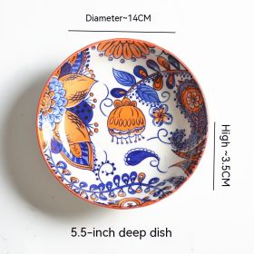 Underglaze Round Plate Ceramic Household Creative Seasoning Saucer Dish (Option: Mansty)