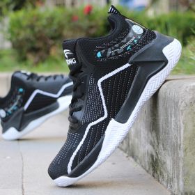 Basketball Shoes High Top Flying Woven Sneakers Breathable (Option: Black-39)