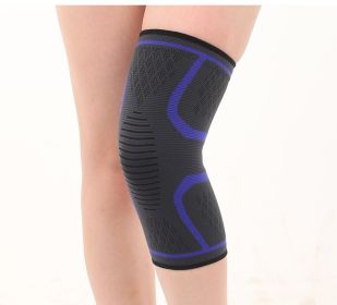 Double Corrugated Non-slip Stretch Keep Warm Nylon Needle Sports Kneecaps (Option: Sapphire Blue-2XL)