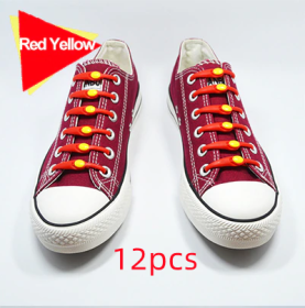 Silicone Elastic Multi-size Horn-shaped Shoelaces (Option: Red yellow)