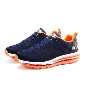 Spring Men's And Women's Shoes Fly Woven Upper Casual (Option: Blue orange-40)