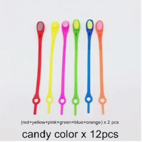 Silicone Elastic Multi-size Horn-shaped Shoelaces (Option: Candy Color 12PCS)