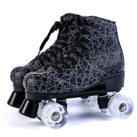 Roller Skates For Beginners Outdoor Flash Roller Skating (Option: Black white wheel-35)