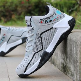 Basketball Shoes High Top Flying Woven Sneakers Breathable (Option: Grey-40)