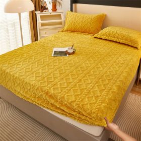 Winter Thermal Flannel Coral Fleece Fitted Sheet Fleece-lined Non-slip Bedspread (Option: Bright Yellow-90cm200cm)