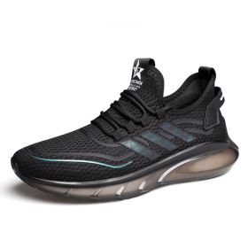 Men's Breathable Fly Woven Shock Absorption Sports Casual Shoes (Option: T68911 black-39)