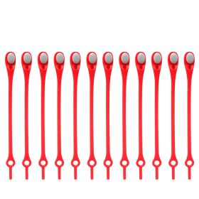 Silicone Elastic Multi-size Horn-shaped Shoelaces (Option: Red 12PC)