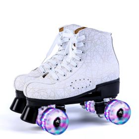 Roller Skates For Beginners Outdoor Flash Roller Skating (Option: White flashing wheel-43)