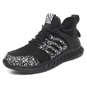 Flying Woven Mesh Sneakers New Outdoor Lightweight Breathable Casual Running Shoes (Option: Black-39)