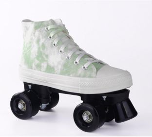 Camouflage Canvas Skates Double Row Four-wheeled Adult (Option: Green PU wheel does not flash-36)