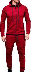 Men's 2 Pieces Tracksuits Running Jogging Athletic Casual Outfits Suit Solid Full Zip Sports Hooded Pants Sweatsuits (size: L)