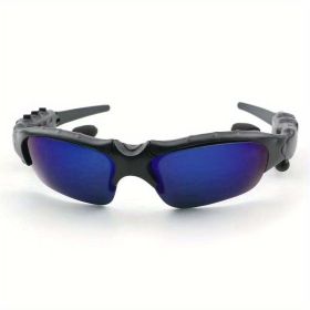 UV Resistant Sport Sunglasses with Wireless Headset Enhance Outdoor Experience (Color: Coated Blue Lens)