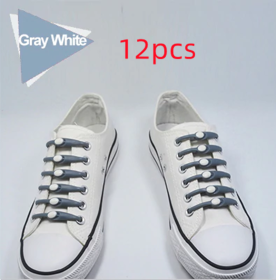 Silicone Elastic Multi-size Horn-shaped Shoelaces (Option: Gary white)