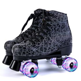 Roller Skates For Beginners Outdoor Flash Roller Skating (Option: Black flashing wheel-35)