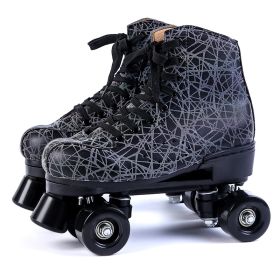 Roller Skates For Beginners Outdoor Flash Roller Skating (Option: Black black wheel-35)