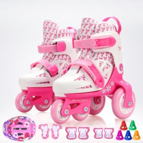 Full Set Of Adjustable Double Row Kids Roller Skates (Option: White Rabbit-Xs)