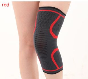 Double Corrugated Non-slip Stretch Keep Warm Nylon Needle Sports Kneecaps (Option: Red-3XL)