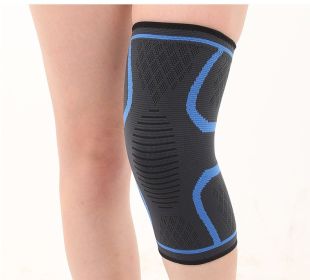 Double Corrugated Non-slip Stretch Keep Warm Nylon Needle Sports Kneecaps (Option: Dark blue-3XL)