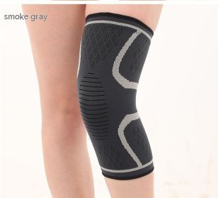 Double Corrugated Non-slip Stretch Keep Warm Nylon Needle Sports Kneecaps (Option: Smoky Gray-3XL)