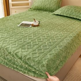 Winter Thermal Flannel Coral Fleece Fitted Sheet Fleece-lined Non-slip Bedspread (Option: Lime Green-200cm220cm)