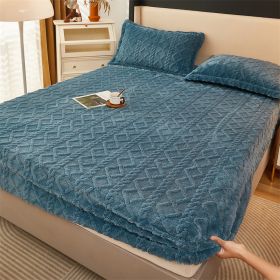 Winter Thermal Flannel Coral Fleece Fitted Sheet Fleece-lined Non-slip Bedspread (Option: Bentley Blue-200cm220cm)