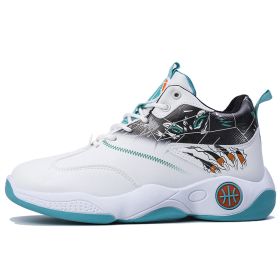 High-top Breathable Basketball Shoes Sneakers (Option: White And Green-42)